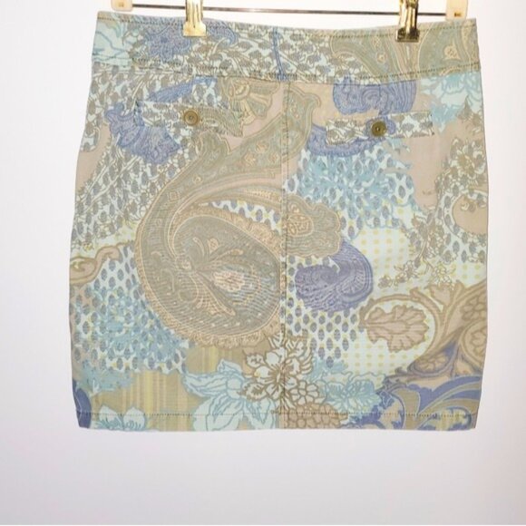 Ann Taylor Mix Print Denim Skirt Vintage Boho - Picture 4 of 11